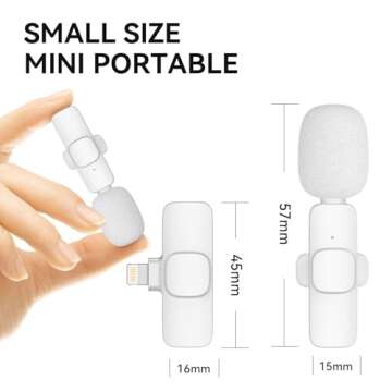 NUNUWE Wireless Lavalier Microphone for iPhone iPad, Mini Lapel Wireless Microphone for Video Record...