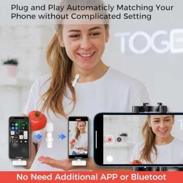 NUNUWE Wireless Lavalier Microphone for iPhone iPad, Mini Lapel Wireless Microphone for Video Recording, TikTok Facebook Live Steam, Youtubers, Vloggers, Interview, Clip-on Plug & Play (White)