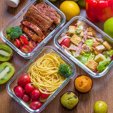 BAYCO 8 Pack Glass Meal Prep Containers - Stylish & Safe
