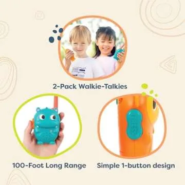 B. toys- Hippo & Monkey Walkie-Talkies- Walkie Talkie Set – 2-Pack Walkie Talkies – Long 100-Foot Range – Toys for Toddlers, Kids – 3 Years +