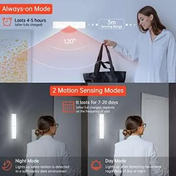 DAKOMM Closet Lights with Charging Station, 36-LEDs Cabinet Rechargeable Dimmable Timing, Motion Sensor Indoor Kitchen Cupboard for Stairs Hallway Bedroom Drawer (3pcs)