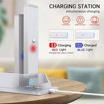 DAKOMM Closet Lights with Charging Station, 36-LEDs Cabinet Rechargeable Dimmable Timing, Motion Sensor Indoor Kitchen Cupboard for Stairs Hallway Bedroom Drawer (3pcs)