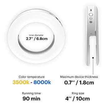 Kodak Ring Light Mini 4" – Portable Clip on Ring Light for Phone with Rechargeable Battery (USB-C) – Dimmable Selfie Light with 3 Light Modes – Ring Light for Video Conferencing/Beauty/TikTok
