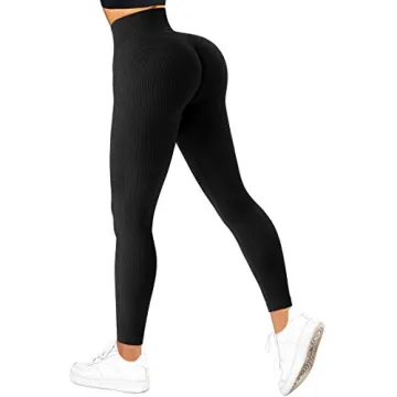 SUUKSESS Ribbed Seamless Leggings High Waisted Yoga Pants