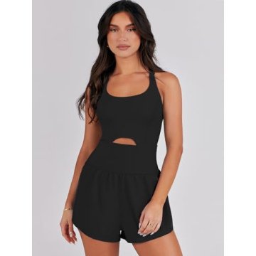 Caracilia Women's Workout Romper Stylish Casual Activewear