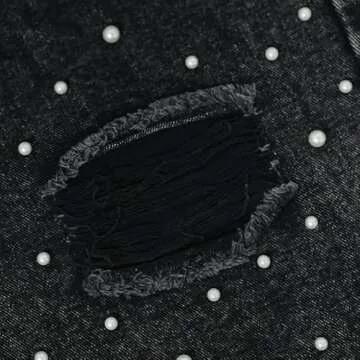 LifeShe Women's Pearl Beaded Casual Denim Pants for All