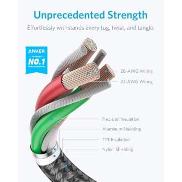 Anker USB A to Lightning Cable(6FT, 1Pack), MFi Certified Nylon USB to Lightning Cord for iPhone 14/...