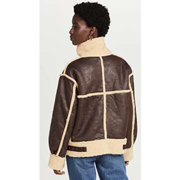 MOON RIVER Women's Bomber Jacket, Brown, XS
