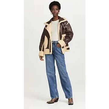 MOON RIVER Women's Bomber Jacket, Brown, XS
