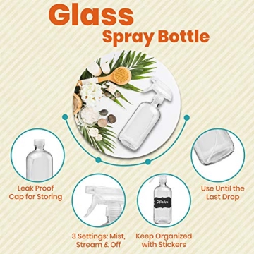 Clear Glass Spray Bottles - Eco-Friendly Cleaning & Aromatherapy