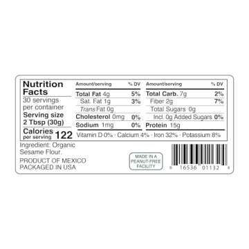 Kevala Organic Sesame Flour – Gluten Free, Making Bread, From Non GMO Seeds, All Purpose, Vegan, Baking and Cooking, 2 lb, 32 oz