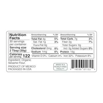 Kevala Organic Sesame Flour – Gluten Free, Making Bread, From Non GMO Seeds, All Purpose, Vegan, Baking and Cooking, 2 lb, 32 oz