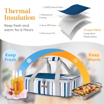 LUNCIA Insulated Casserole Carrier for Hot or Cold Food