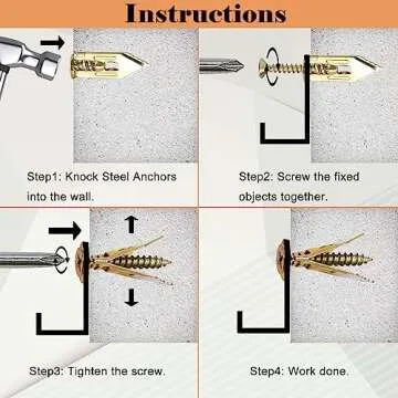 Sunxeke 200 PCS Self-Drilling Drywall Anchors – Easy Installation