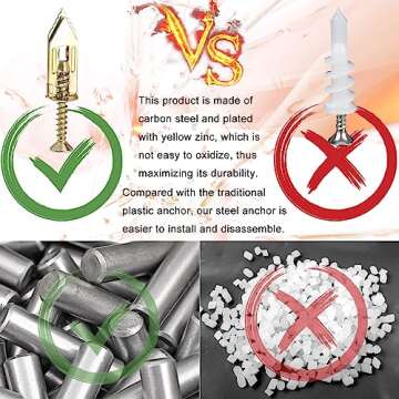 Sunxeke 200 PCS Self Drilling Drywall Anchors with Screws 2024 Upgraded Zinc Plated Steel Hollow Wall Anchors(0.47X1.18inch) and Screws, Easy Application No Drill or Holes in Wall