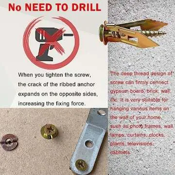 Sunxeke 200 PCS Self-Drilling Drywall Anchors – Easy Installation