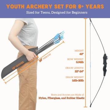 40" Youth Bow and Arrow Set for Kids 8-12