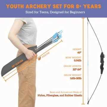 40" Youth Bow and Arrow Set for Kids 8-12