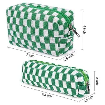 SOIDRAM Checkered Makeup Bag and Brush Storage Bag - Large Capacity Cosmetic Bag and Travel Toiletry Organizer