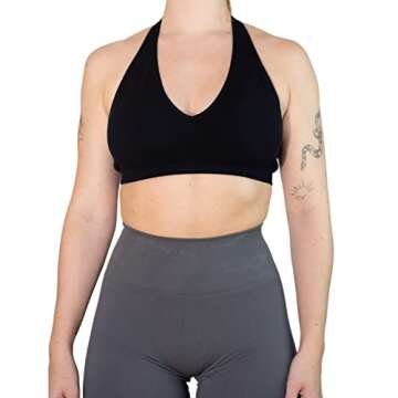 AUROLA Moon Seamless Halter Backless Sport Bra for Women Adjustable Padded Active Workout Gym Yoga Crop Tank Top