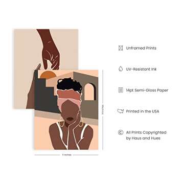 Haus and Hues Black Woman Wall Art - Empowering Black Girl Decor Set of 6