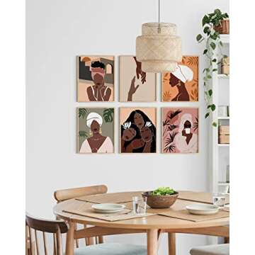 Haus and Hues Black Woman Wall Art Set of 6 Unframed