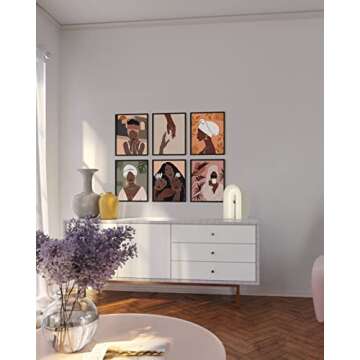 Haus and Hues Black Woman Wall Art Set of 6 Unframed