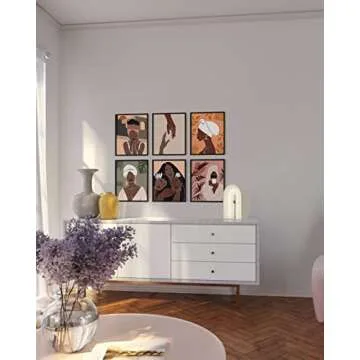 Haus and Hues Black Woman Wall Art Set of 6 Unframed