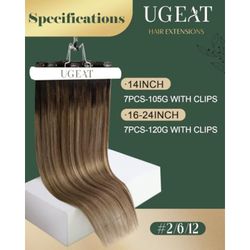 Ugeat Clip In Hair Extensions Real Human Hair 20Inch