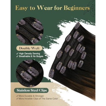 Ugeat Clip In Hair Extensions Real Human Hair 20Inch