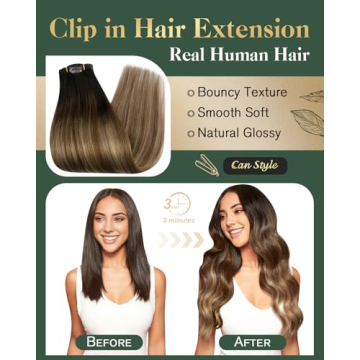 Ugeat Clip In Hair Extensions Real Human Hair 20Inch