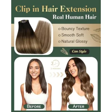 Ugeat Clip In Hair Extensions Real Human Hair 20Inch