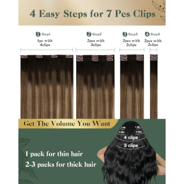 Ugeat Clip In Hair Extensions Real Human Hair 20Inch