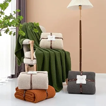 Cozy Longhui Chunky Cable Knit Throw Blanket 60x80