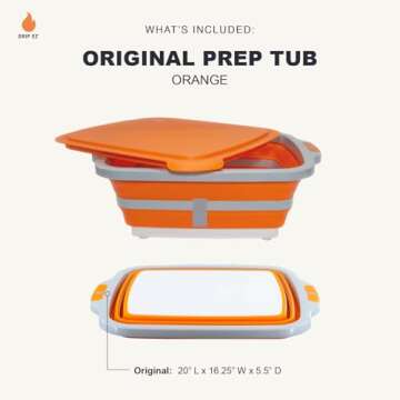 Drip EZ Collapsible BBQ Prep Tub - For Meal Prep, Marinating, Food Storage - Includes Cutting Board ...