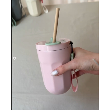 تراول ماگ دوحالته پاستلی تابستونی تراول استیل 304 دوجداره  لبه آسان‌نوش ۴۲۰ میل