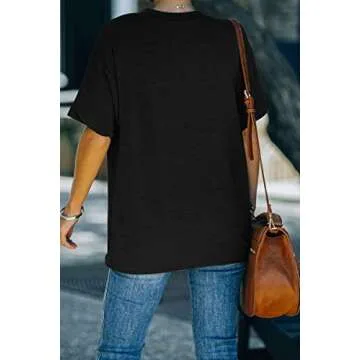 LILLUSORY Women's Casual Black Tunic T-Shirt Tops