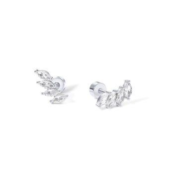 Stylish PAVOI Rhodium Sterling Silver CZ Crawler Earrings