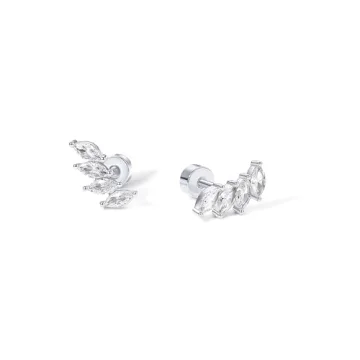 Stylish PAVOI Rhodium Sterling Silver CZ Crawler Earrings