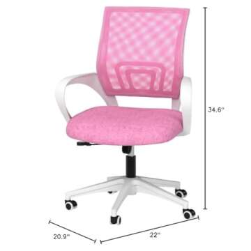 NEO CHAIR Office, Computer Desk Chair Gaming - Ergonomic Mid Back Cushion Lumbar Support with Wheels Comfortable Blue Mesh Racing Seat Adjustable Swivel Rolling Home Executive (Pink)