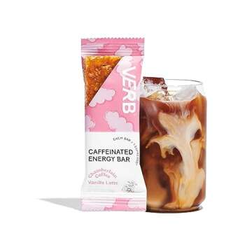 Verb Energy - Chamberlain Coffee Vanilla Latte Caffeinated Snack Bars - 90-Calorie Low Sugar Energy Bar - Keto Friendly Nutrition Bars - Vegan Snacks - Gluten Free with Organic Green Tea, 26g (Pack of 16)