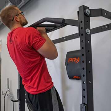 PRx Performance Profile One Folding Squat Rack 2"x3" with Multi-Grip Pull Up Bar, Wall Mounted Home Gym Equipment, Pull Up Station, Pull Up Bar, USA-Made, 1,000 lb Load Capacity - Black Onyx, 89"