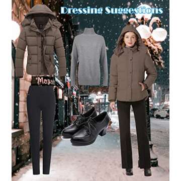 GGleaf Women's Winter Jacket Water Repellent Warm Hooded Thicken Puffer Coats Khaki X-Large