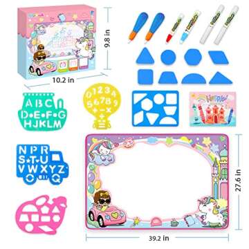 STREET WALK Water Doodle Mat- Kids Painting Writing Doodle Board Toy - Color Drawing Mat Bring Magic Pens Educational Toys for Age 3 4 5 6 7 8 9 10 11 12 Year Old Girls Boys Toddler Gift