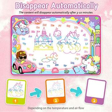 STREET WALK Water Doodle Mat- Kids Painting Writing Doodle Board Toy - Color Drawing Mat Bring Magic Pens Educational Toys for Age 3 4 5 6 7 8 9 10 11 12 Year Old Girls Boys Toddler Gift