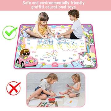 STREET WALK Water Doodle Mat- Kids Painting Writing Doodle Board Toy - Color Drawing Mat Bring Magic Pens Educational Toys for Age 3 4 5 6 7 8 9 10 11 12 Year Old Girls Boys Toddler Gift