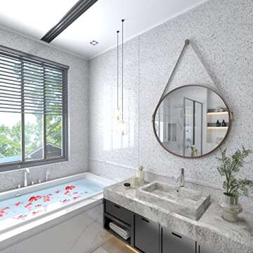 MelunMer Glossy Marble Contact Paper for Countertops Peel and Stick Wallpaper for Kitchen Waterproof...