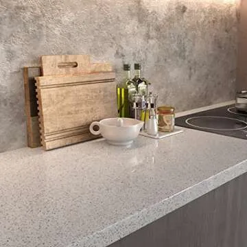 MelunMer Glossy Marble Contact Paper for Countertops Peel and Stick Wallpaper for Kitchen Waterproof Granite White Marble Sticker Self Adhesive Removable Wallpaper 197”×15.7” Easy to Install & Clean