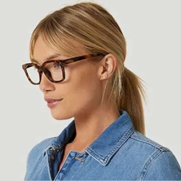 Peepers by PeeperSpecs Women's to The Max Square Blue Light Blocking Reading Glasses, Tortoise, 49 + 0