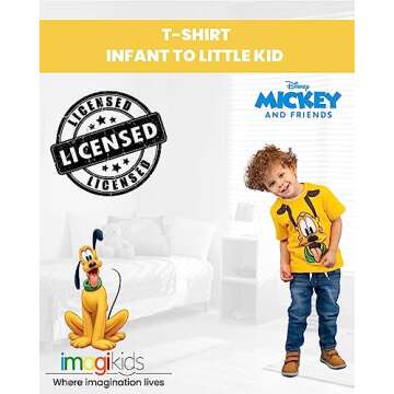 Disney Mickey Mouse Pluto Infant Baby Boys T-Shirt Yellow Pluto 18 Months